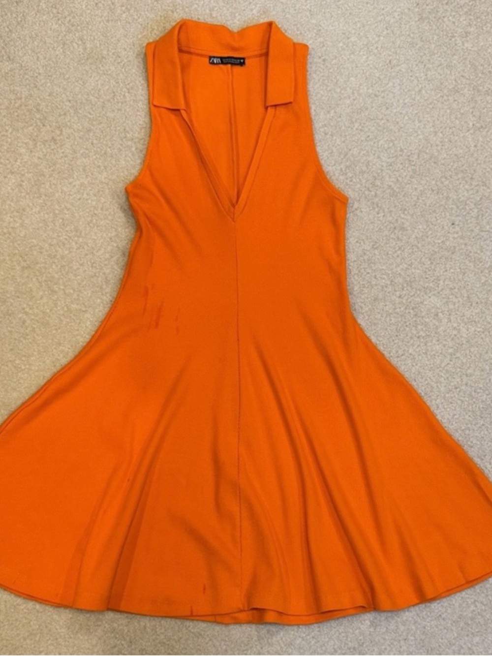 Zara Orange Sleeveless Collared Mini Dress New without Tags:)